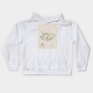 Illustrated map of the British Falkland Islands Kids Hoodie